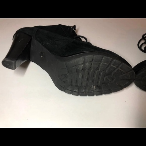 Heeled Ankle Booties Lace Up Combat Sole - Picture 5 of 8